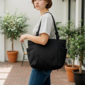 Vera Bradley Hadley Tote Bag Classic Black Shoulder Bag Zip Top